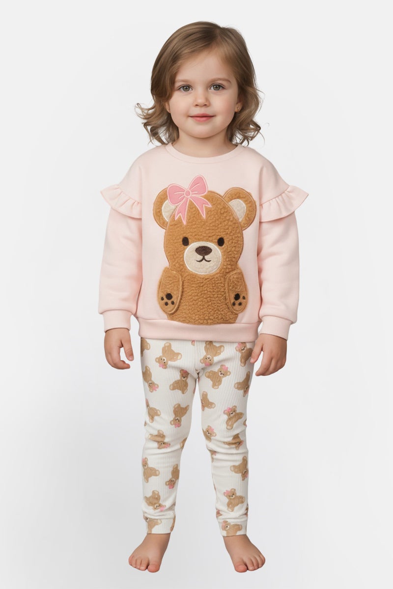 Lily & Jack طقم بنات toddlers مكون من 2 قطعة بلوزة طويلة الأكمام مزخرفة وسروال ليجنز، متعدد الألوان - Image 1